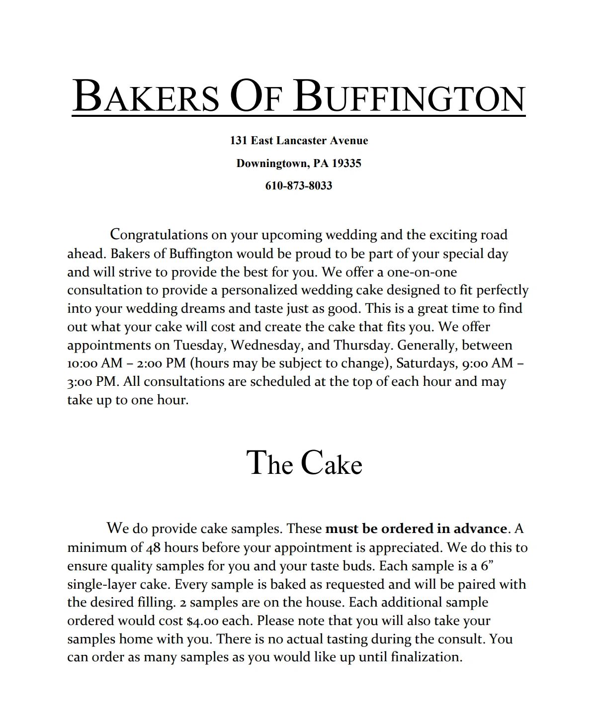 Wedding Cakes in Downingtown, PA Bakers of Buffington